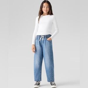 NWT Gap Kids High Rise Pull on Barrel Wide Leg Jeans Size 12